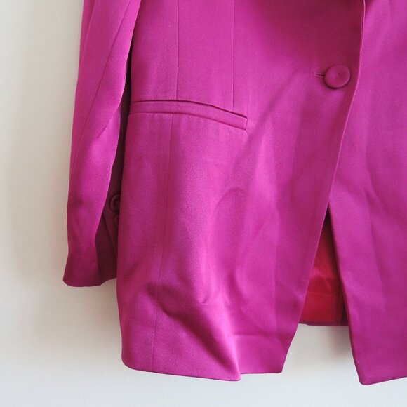 MARELLA Carrara Semi Fitted Satin Blazer in Fuchsia Purple - Size US 8 - Picture 5 of 13